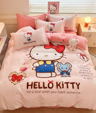 Hello Kitty Duvet Cover Cute Cartoon King Queen Full Size Comforter Cover Pillowcase Gifts Bedroom Decor - Lusy Store LLC