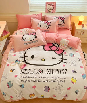 Hello Kitty Duvet Cover Cute Cartoon King Queen Full Size Comforter Cover Pillowcase Gifts Bedroom Decor - Lusy Store LLC