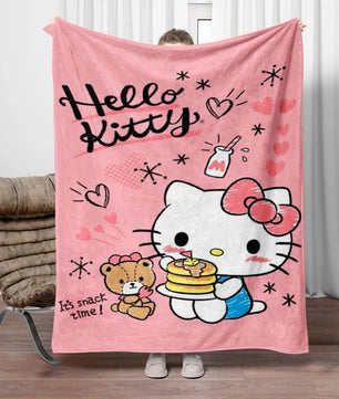 Hello Kitty Flannel Blanket Four Seasons For Sofa Bedroom Livingroom Travel Picnic Blanket Gifts - Lusy Store LLC