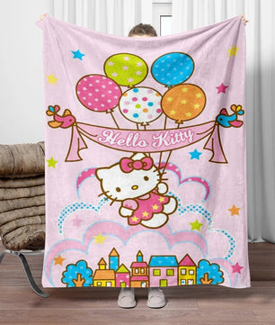 Hello Kitty Flannel Blanket Four Seasons For Sofa Bedroom Livingroom Travel Picnic Blanket Gifts - Lusy Store LLC