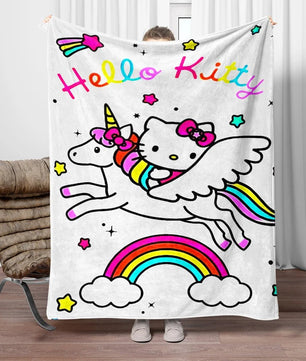 Hello Kitty Flannel Blanket Four Seasons For Sofa Bedroom Livingroom Travel Picnic Blanket Gifts - Lusy Store LLC