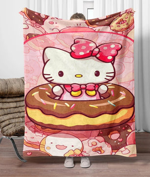 Hello Kitty Flannel Blanket Four Seasons For Sofa Bedroom Livingroom Travel Picnic Blanket Gifts - Lusy Store LLC
