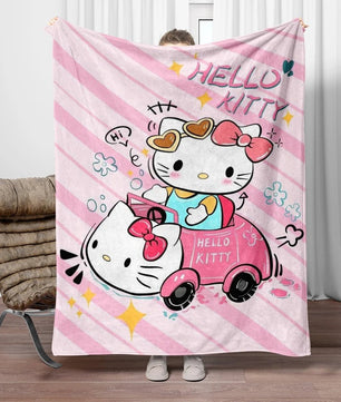 Hello Kitty Flannel Blanket Four Seasons For Sofa Bedroom Livingroom Travel Picnic Blanket Gifts - Lusy Store LLC