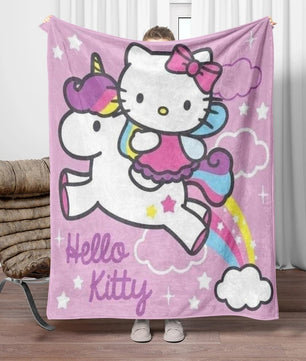 Hello Kitty Flannel Blanket Four Seasons For Sofa Bedroom Livingroom Travel Picnic Blanket Gifts - Lusy Store LLC