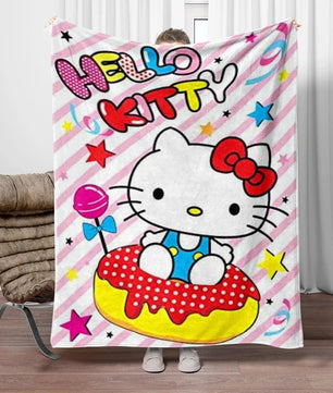 Hello Kitty Flannel Blanket Four Seasons For Sofa Bedroom Livingroom Travel Picnic Blanket Gifts - Lusy Store LLC