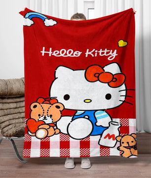 Hello Kitty Flannel Blanket Four Seasons For Sofa Bedroom Livingroom Travel Picnic Blanket Gifts - Lusy Store LLC