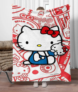 Hello Kitty Flannel Blanket Four Seasons For Sofa Bedroom Livingroom Travel Picnic Blanket Gifts - Lusy Store LLC