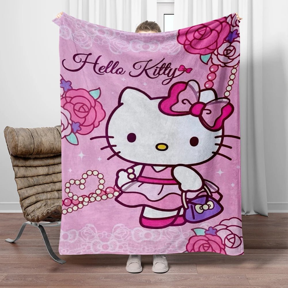 Hello Kitty Flannel Blanket Four Seasons For Sofa Bedroom Livingroom Travel Picnic Blanket Gifts - Lusy Store LLC