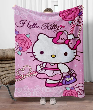 Hello Kitty Flannel Blanket Four Seasons For Sofa Bedroom Livingroom Travel Picnic Blanket Gifts - Lusy Store LLC