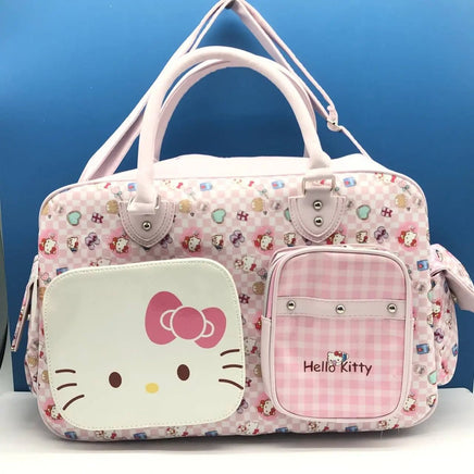 Hello Kitty Large Capacity Crossbody Bag Pink Shoulder Bags For Women Y2k Sweet Girl PU Leather Handbag Hello Kitty-Pink 16.9x11.4x5.5 inch