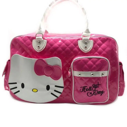 Hello Kitty Large Capacity Crossbody Bag Pink Shoulder Bags For Women Y2k Sweet Girl PU Leather Handbag Hot Pink 16.9x11.4x5.5 inch