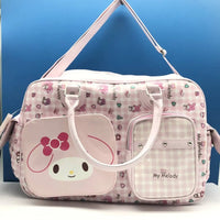 Hello Kitty Large Capacity Crossbody Bag Pink Shoulder Bags For Women Y2k Sweet Girl PU Leather Handbag Melody-Pink 16.9x11.4x5.5 inch