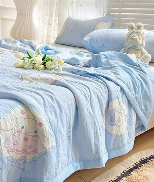 Hello Kitty Quilt Double - layer Gauze Quilt Sanrio Air Conditioner Kuromi Machine Washable Thin Quilt - Lusy Store LLC