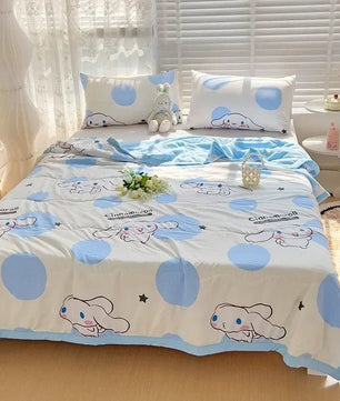 Hello Kitty Quilt Double - layer Gauze Quilt Sanrio Air Conditioner Kuromi Machine Washable Thin Quilt - Lusy Store LLC