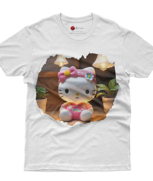 Hello kitty tee shirt - 3D cute funny graphic tees - Unisex novelty cotton t shirt - Lusy Store LLC