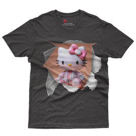 Hello kitty tee shirt - 3D cute funny graphic tees - Unisex novelty cotton t shirt - Lusy Store LLC