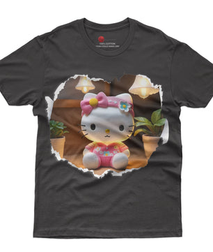 Hello kitty tee shirt - 3D cute funny graphic tees - Unisex novelty cotton t shirt - Lusy Store LLC