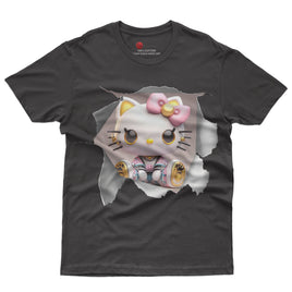Hello kitty tee shirt - 3D luxury cute funny graphic tees - Unisex novelty cotton t shirt Black