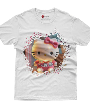 Hello kitty tee shirt - 3D pink cute funny graphic tees - Unisex novelty cotton t shirt - Lusy Store LLC