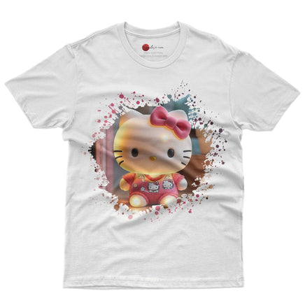 Hello kitty tee shirt - 3D pink cute funny graphic tees - Unisex novelty cotton t shirt - Lusy Store LLC