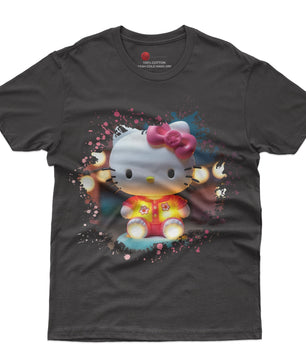 Hello kitty tee shirt - 3D pink cute funny graphic tees - Unisex novelty cotton t shirt - Lusy Store LLC
