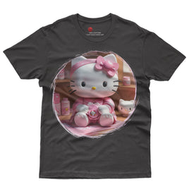 Hello kitty tee shirt - 3D pink cute funny graphic tees - Unisex novelty cotton t shirt - Lusy Store LLC