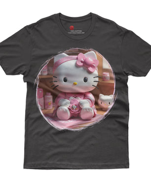 Hello kitty tee shirt - 3D pink cute funny graphic tees - Unisex novelty cotton t shirt - Lusy Store LLC