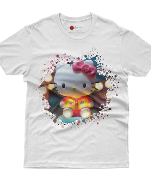 Hello kitty tee shirt - 3D pink cute funny graphic tees - Unisex novelty cotton t shirt - Lusy Store LLC
