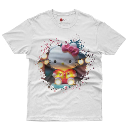 Hello kitty tee shirt - 3D pink cute funny graphic tees - Unisex novelty cotton t shirt - Lusy Store LLC