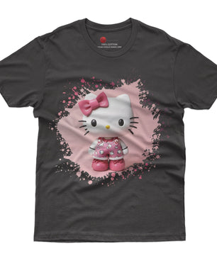 Hello kitty tee shirt - 3D pink cute funny graphic tees - Unisex novelty cotton t shirt - Lusy Store LLC