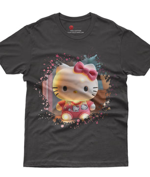 Hello kitty tee shirt - 3D pink cute funny graphic tees - Unisex novelty cotton t shirt - Lusy Store LLC