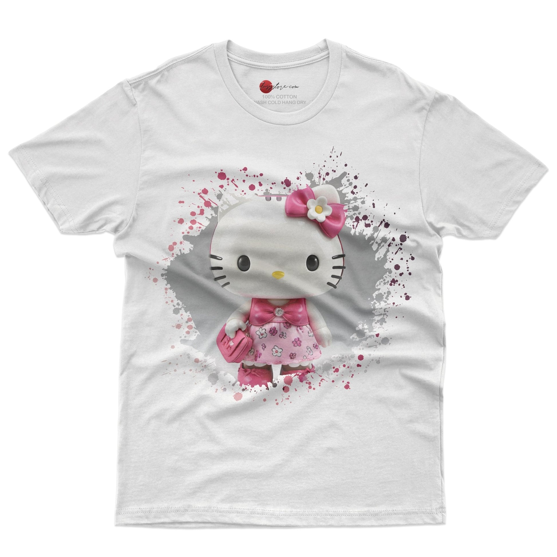 Hello kitty tee shirt - 3D pink cute funny graphic tees - Unisex novelty cotton t shirt - Lusy Store LLC