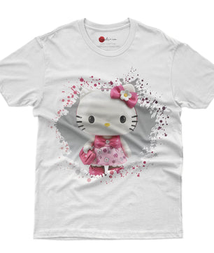 Hello kitty tee shirt - 3D pink cute funny graphic tees - Unisex novelty cotton t shirt - Lusy Store LLC