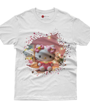 Hello kitty tee shirt - 3D pink cute funny graphic tees - Unisex novelty cotton t shirt - Lusy Store LLC