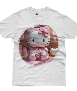 Hello kitty tee shirt - 3D pink cute funny graphic tees - Unisex novelty cotton t shirt - Lusy Store LLC