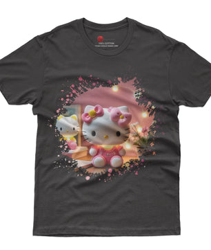Hello kitty tee shirt - 3D pink cute funny graphic tees - Unisex novelty cotton t shirt - Lusy Store LLC