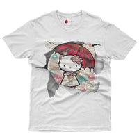 Hello kitty tee shirt - Anime cute funny graphic tees - Unisex novelty cotton t shirt White