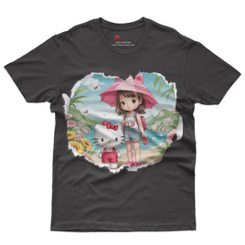Hello kitty tee shirt - Anime girl cute funny graphic tees - Unisex novelty cotton t shirt Black