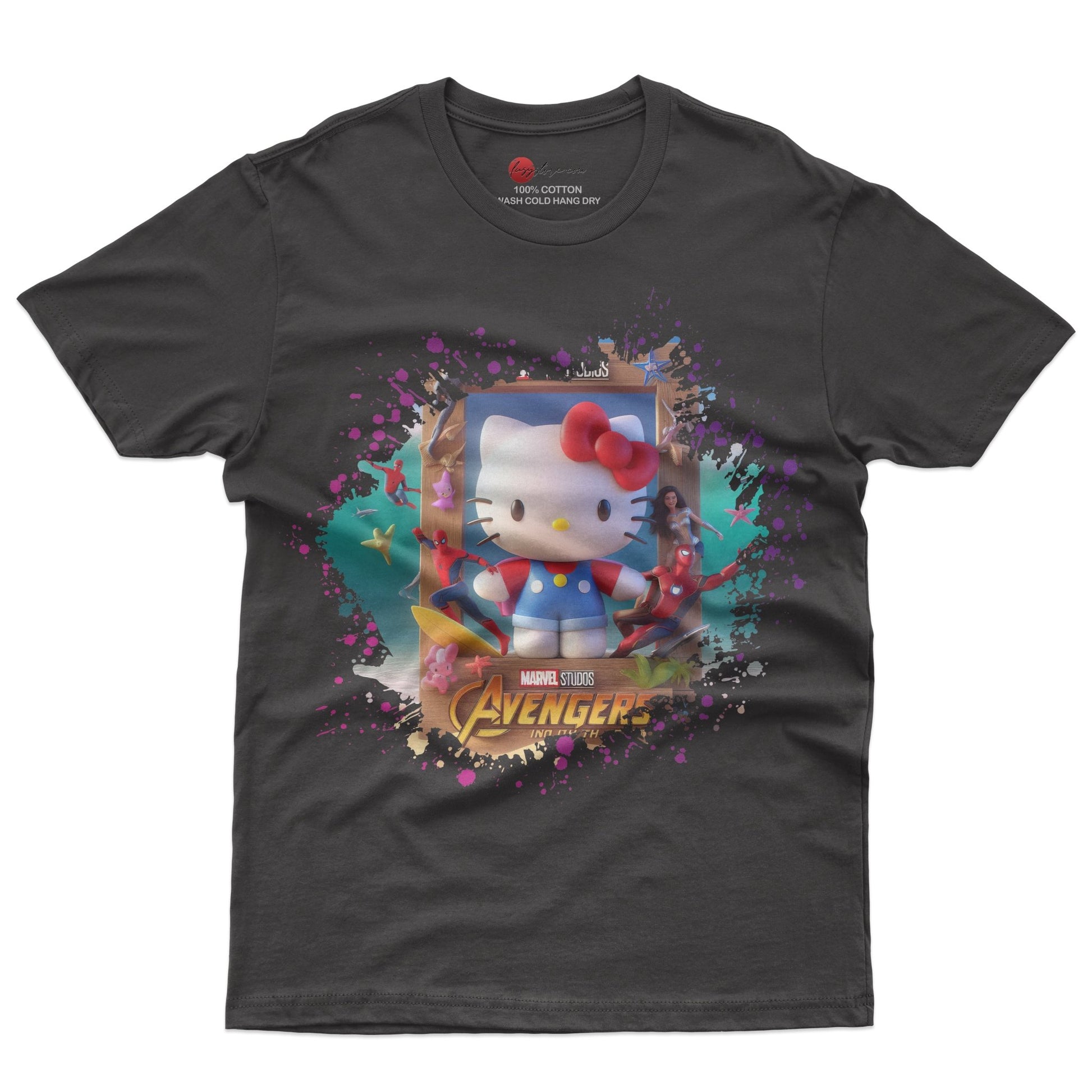 Hello kitty tee shirt - Avenger kitty cute funny graphic tees - Unisex novelty cotton t shirt - Lusy Store LLC