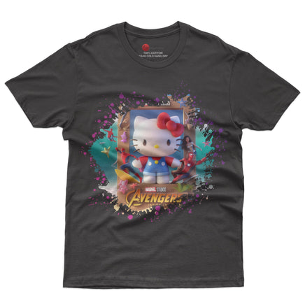 Hello kitty tee shirt - Avenger kitty cute funny graphic tees - Unisex novelty cotton t shirt Black