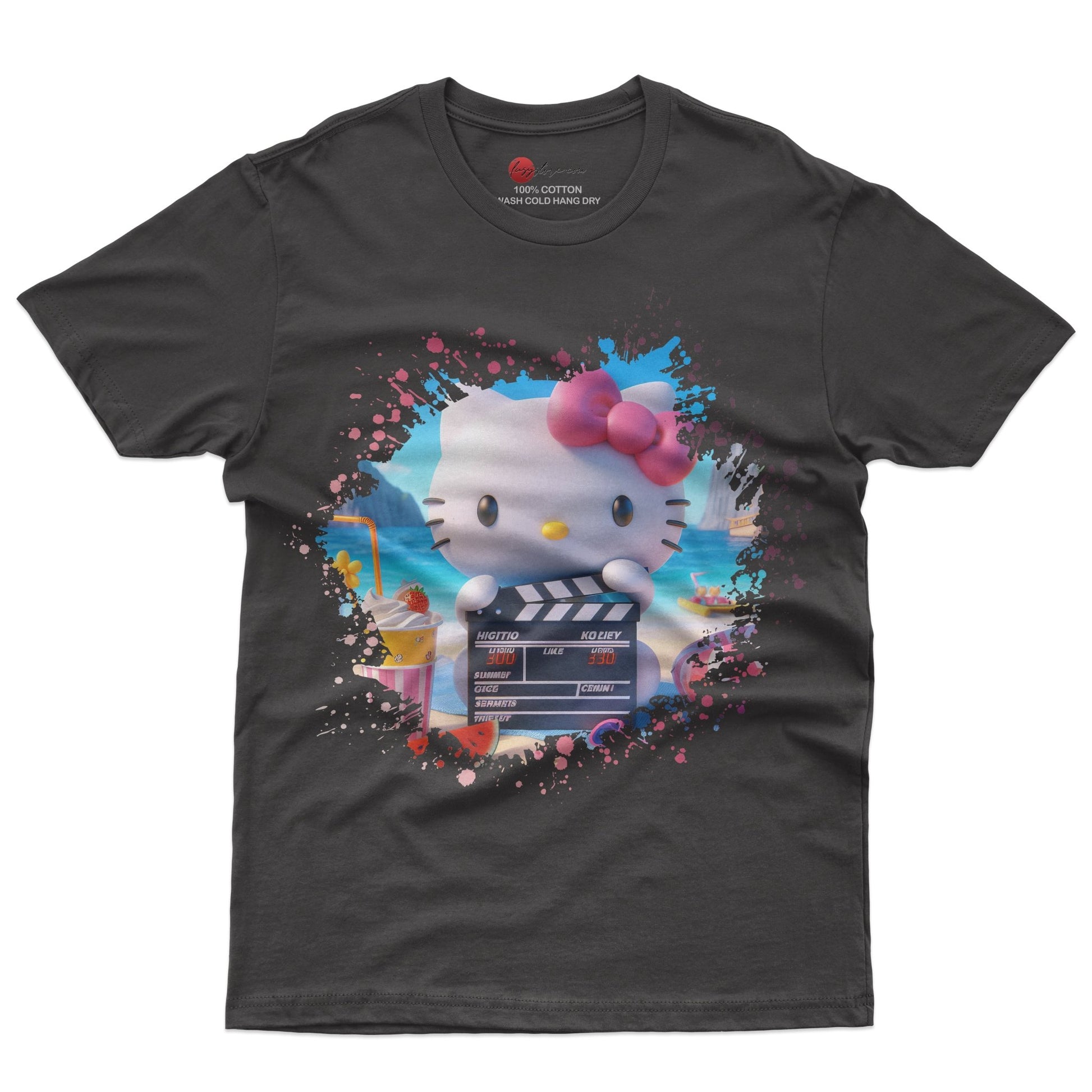 Hello kitty tee shirt - Beach Hello Kitty cute graphic tees - Unisex novelty cotton t shirt - Lusy Store LLC