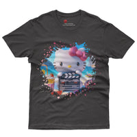 Hello kitty tee shirt - Beach Hello Kitty cute graphic tees - Unisex novelty cotton t shirt Black