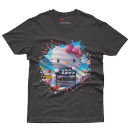 Hello kitty tee shirt - Beach Hello Kitty cute graphic tees - Unisex novelty cotton t shirt Black