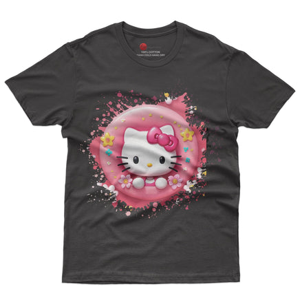 Hello kitty tee shirt - Cake Hello Kitty cute funny graphic tees - Unisex novelty cotton t shirt Black