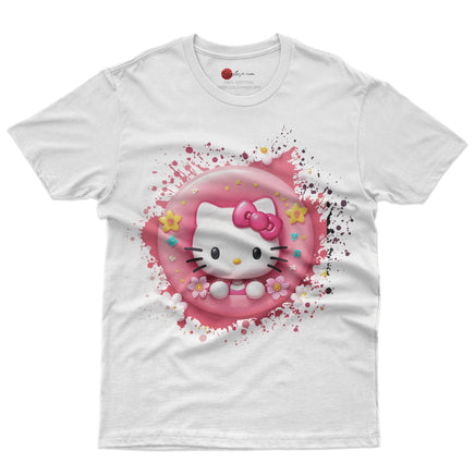 Hello kitty tee shirt - Cake Hello Kitty cute funny graphic tees - Unisex novelty cotton t shirt White