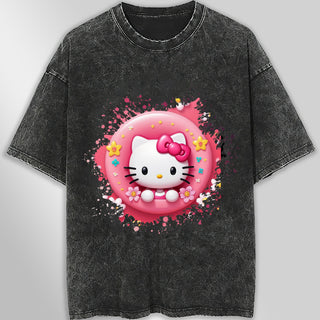 Hello kitty tee shirt - Cake Hello Kitty cute funny graphic tees - Unisex wide sleeve style - Lusy Store LLC