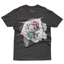 Hello kitty tee shirt - Cool Hello Kitty funny graphic tees - Unisex novelty cotton t shirt Black