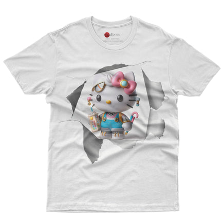 Hello kitty tee shirt - Cool Hello Kitty funny graphic tees - Unisex novelty cotton t shirt White