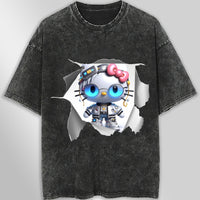 Hello kitty tee shirt - Cool Hello Kitty funny graphic tees - Unisex wide sleeve style Dark Gray