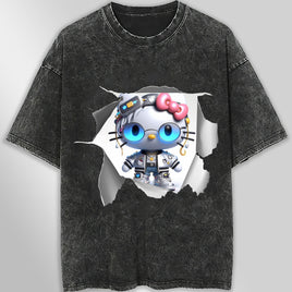 Hello kitty tee shirt - Cool Hello Kitty funny graphic tees - Unisex wide sleeve style Dark Gray